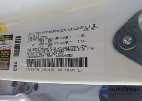 2024 Toyota Tacoma Sr5 z USA, uszkodzony, nr VIN 3TMKB5FN6RM004213